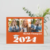 Invitation Graduation Multi Photo Orang Classe 2023 QR Code (Debout devant)