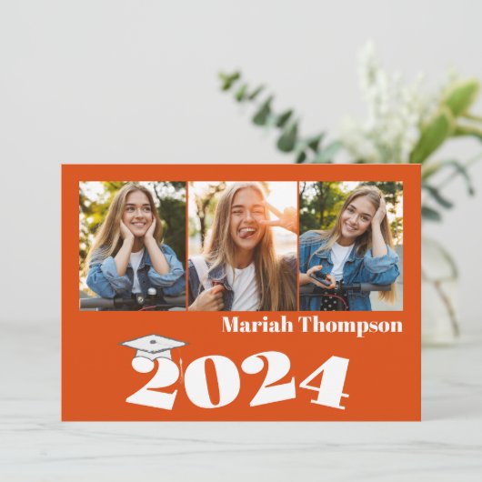 Invitation Graduation Multi Photo Orang Classe 2023 QR Code (Debout devant)