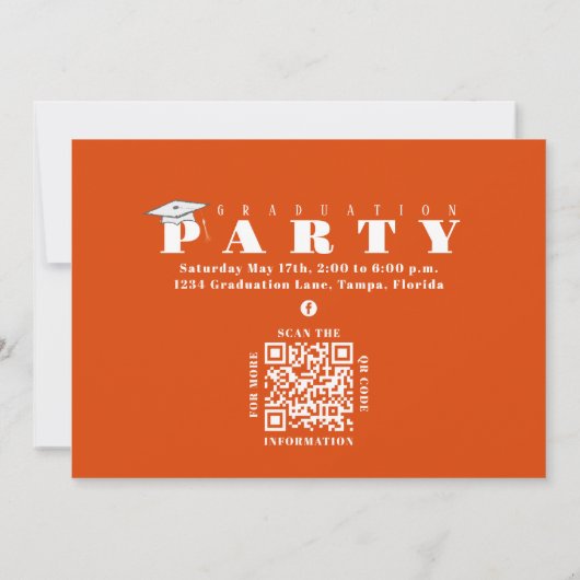 Invitation Graduation Multi Photo Orang Classe 2023 QR Code (Dos)