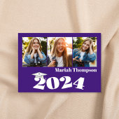 Invitation Graduation Multi Photo Purple Class 2023 QR Code