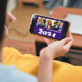 Invitation Graduation Multi Photo Purple Class 2023 QR Code