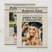 Invitation Graduation Newspaper “This Just In” Photo (Devant / Derrière)