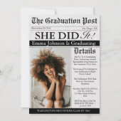 Invitation Graduation Newspaper Unique Fun Custom Photo 2025 (Devant)