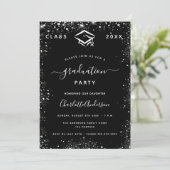 Invitation Graduation noir argent parties scintillant poussiè (Debout devant)