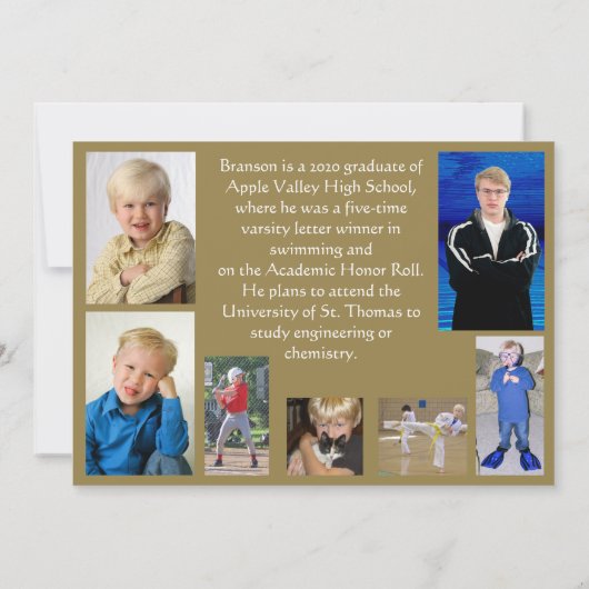 Invitation Graduation Noir et Or (Dos)