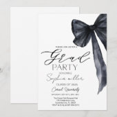 Invitation Graduation noir, noir et blanc minimaliste (Devant / Derrière)