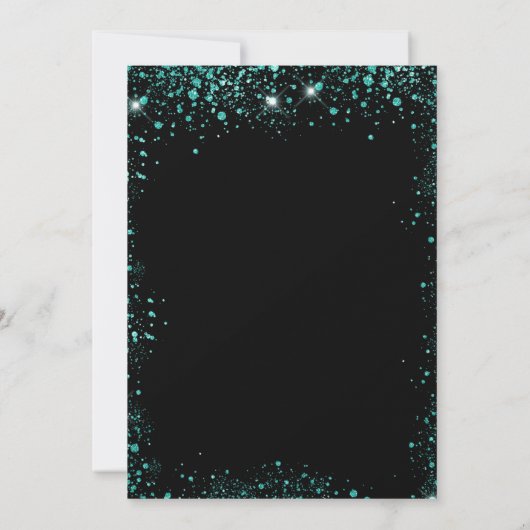 Invitation Graduation noir vert turquoise parties scintillant (Dos)