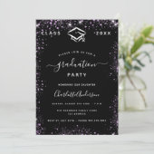 Invitation Graduation noir violet violet parties scintillant (Debout devant)