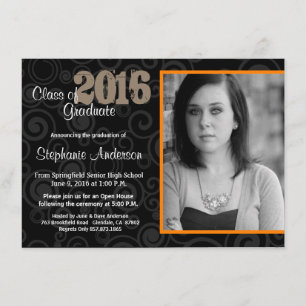 Invitation Graduation Open House Retro Flèches Orange Invitat