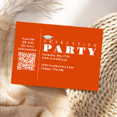 Invitation Graduation Orange Photo Classe Simple De 2023 QR