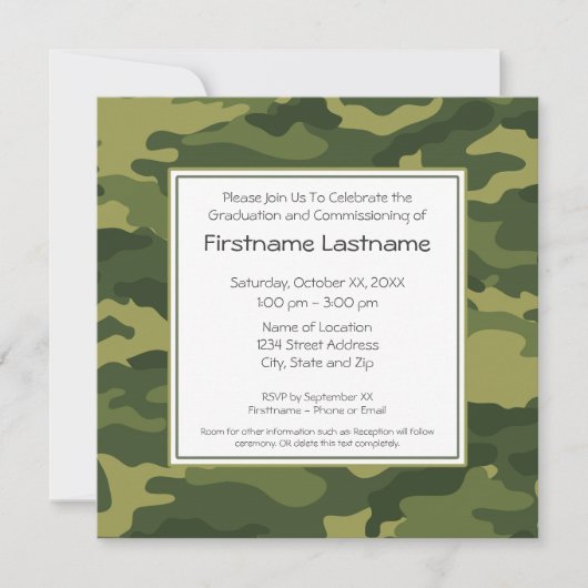 Invitation Graduation ou mise en service militaire (Devant)