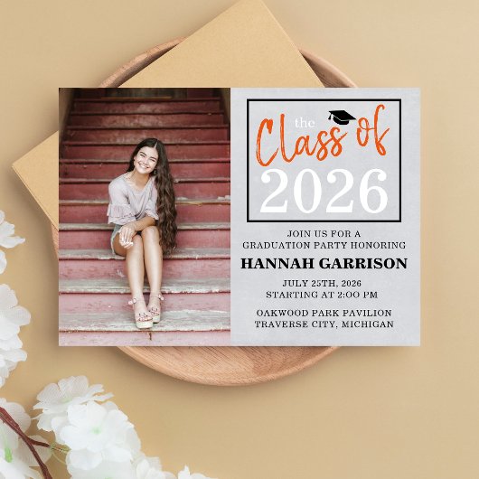 Invitation Graduation Party 2024 Open House Photo Orange