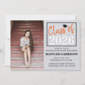 Invitation Graduation Party 2024 Open House Photo Orange (Devant)