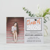 Invitation Graduation Party 2024 Open House Photo Orange (Debout devant)