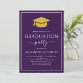 Invitation Graduation Party 2024 Purple Gold Modern Invitatio (Debout devant)
