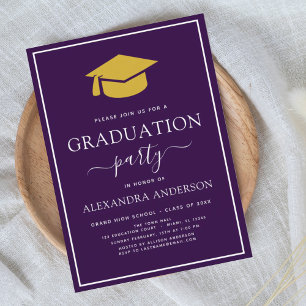 Invitation Graduation Party 2024 Purple Gold Modern Invitatio