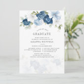Invitation Graduation Party 2025 Dusty Blue Floral (Debout devant)