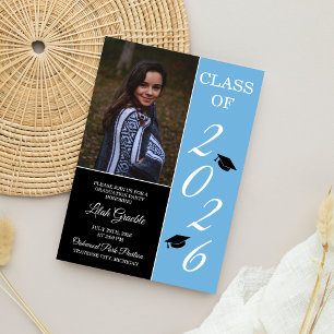 Invitation Graduation Party 2025 Grad Casquette bleu clair