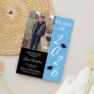 Invitation Graduation Party 2025 Grad Casquette bleu clair