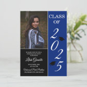 Invitation Graduation Party 2025 Grad Casquette Blue (Debout devant)