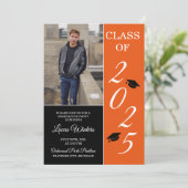 Invitation Graduation Party 2025 Grad Casquette Orange (Debout devant)
