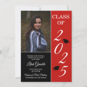 Invitation Graduation Party 2025 Grad Casquette Red (Devant)