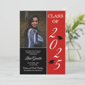 Invitation Graduation Party 2025 Grad Casquette Red (Debout devant)