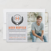 Invitation Graduation Party 2025 Monogram Orange (Devant)