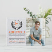 Invitation Graduation Party 2025 Monogram Orange (Debout devant)