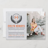 Invitation Graduation Party 2025 Monogram Orange (Devant)