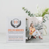 Invitation Graduation Party 2025 Monogram Orange (Debout devant)