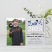 Invitation Graduation Party 2025 Open House Photo Blue (Debout devant)