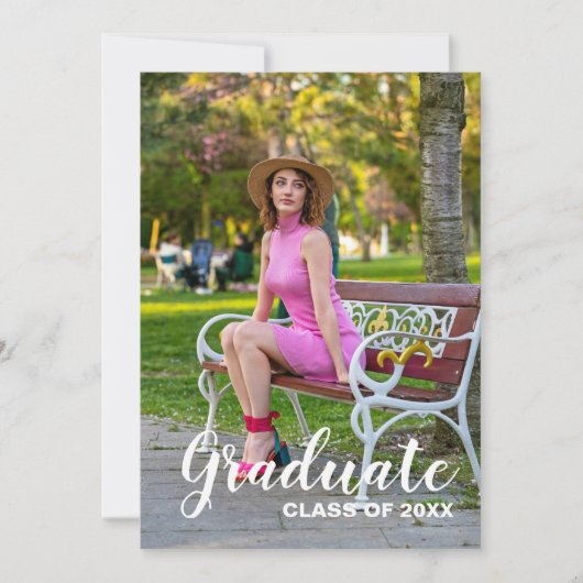 Invitation Graduation Party 2025 Photo - Script chic (Devant)
