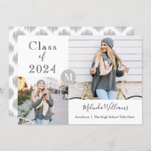 Invitation Graduation Party 2 Photo Simple Monogramme moderne