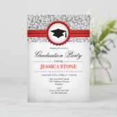 Invitation Graduation Party - Argent Blanc Rouge (Debout devant)