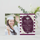 Invitation Graduation Party avec photo - Argent Bourgogne (Debout devant)
