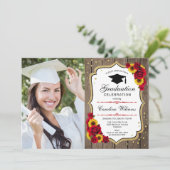 Invitation Graduation Party avec photo - Fleurs de soleil rus (Debout devant)