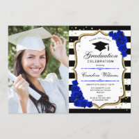 Graduation Party avec photo - Gold Royal Blue