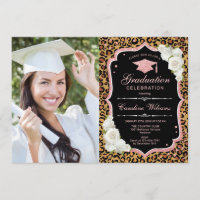 Graduation Party avec photo - Leopard Rose Gold