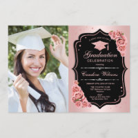 Graduation Party avec photo - Rose Gold Black