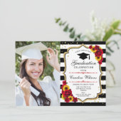 Invitation Graduation Party avec photo - Roses Sunflower (Debout devant)