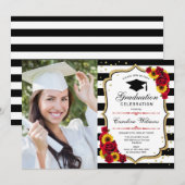 Invitation Graduation Party avec photo - Roses Sunflower (Devant / Derrière)