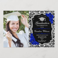 Graduation Party avec photo - Royal Blue Silver