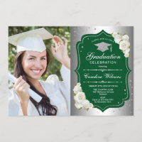 Graduation Party avec photo - Silver Green