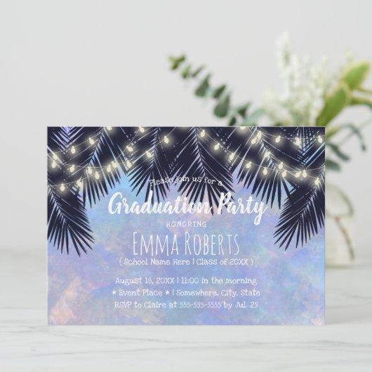 Invitation Graduation Party Beach Palm Tree Aquarelle (Debout devant)