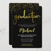 Invitation Graduation Party Black Gold Typographie (Devant / Derrière)