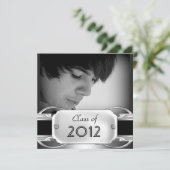 Invitation Graduation Party Black Silver Metal mâle (Debout devant)
