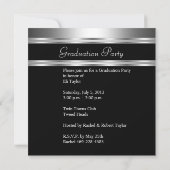 Invitation Graduation Party Black Silver Metal mâle (Dos)