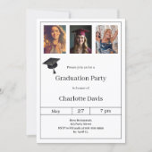 Invitation Graduation party black white photo (Devant)