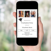 Invitation Graduation party black white photo